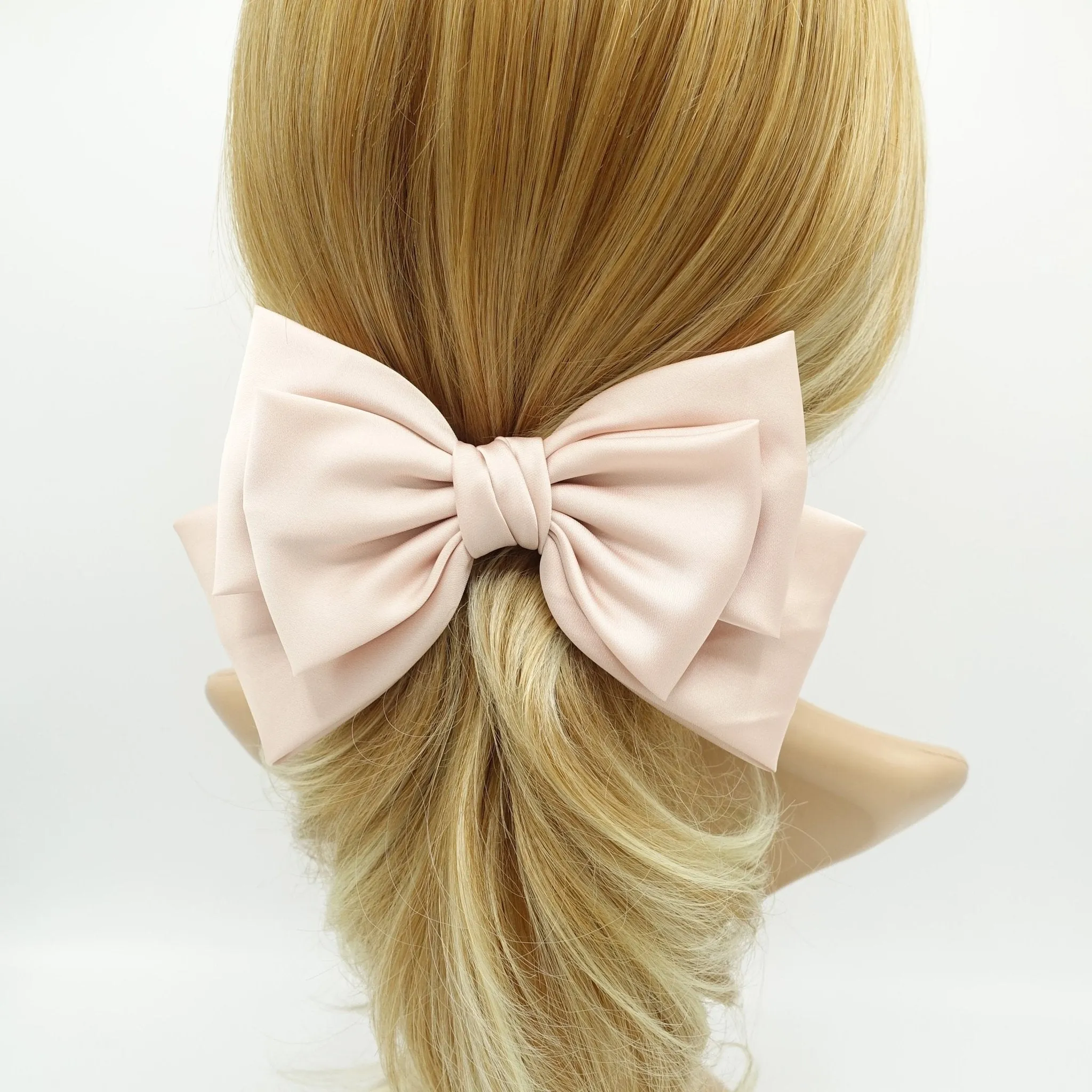 triple satin hair bow moderate style hair accessory for women