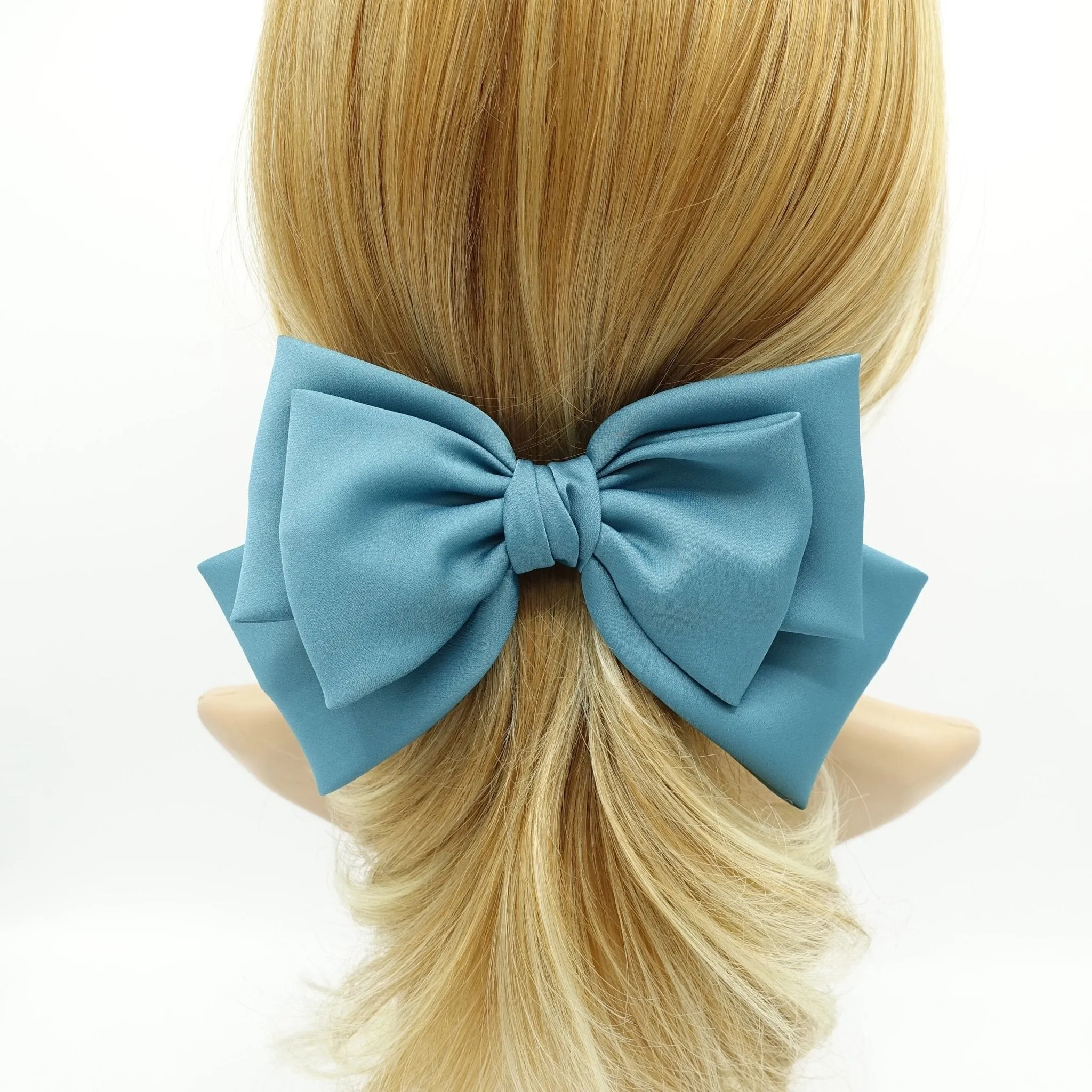 triple satin hair bow moderate style hair accessory for women