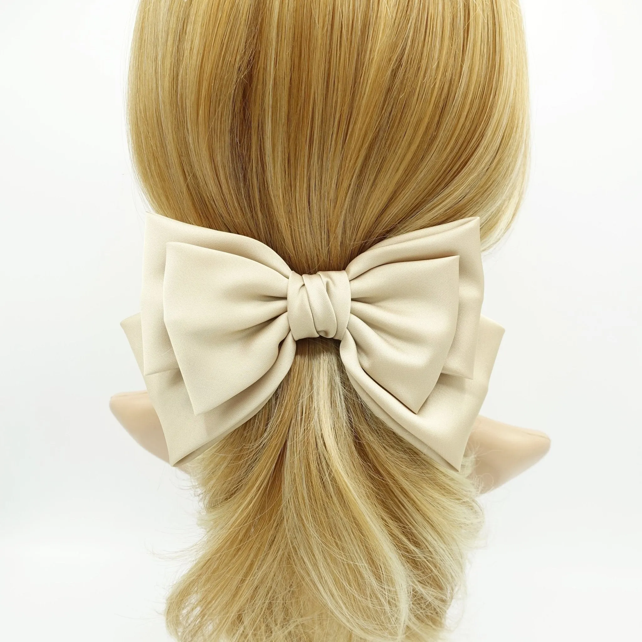 triple satin hair bow moderate style hair accessory for women