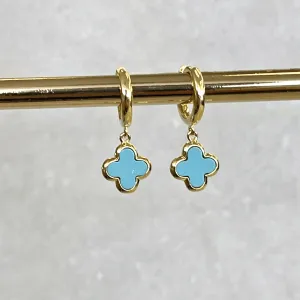 Turquoise Clover Huggy Earring