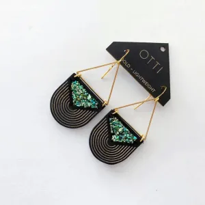 Turquoise Inlay Triangle Earrings