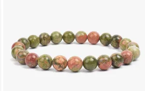 Unakite stone, stretch cording, yoga, bracelet, jewelry.