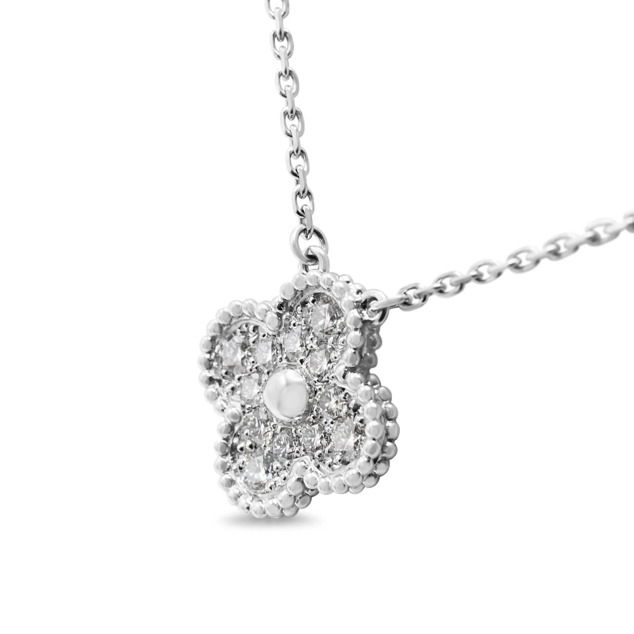 Van Cleef & Arpels Diamond Vintage Alhambra Pendant Necklace