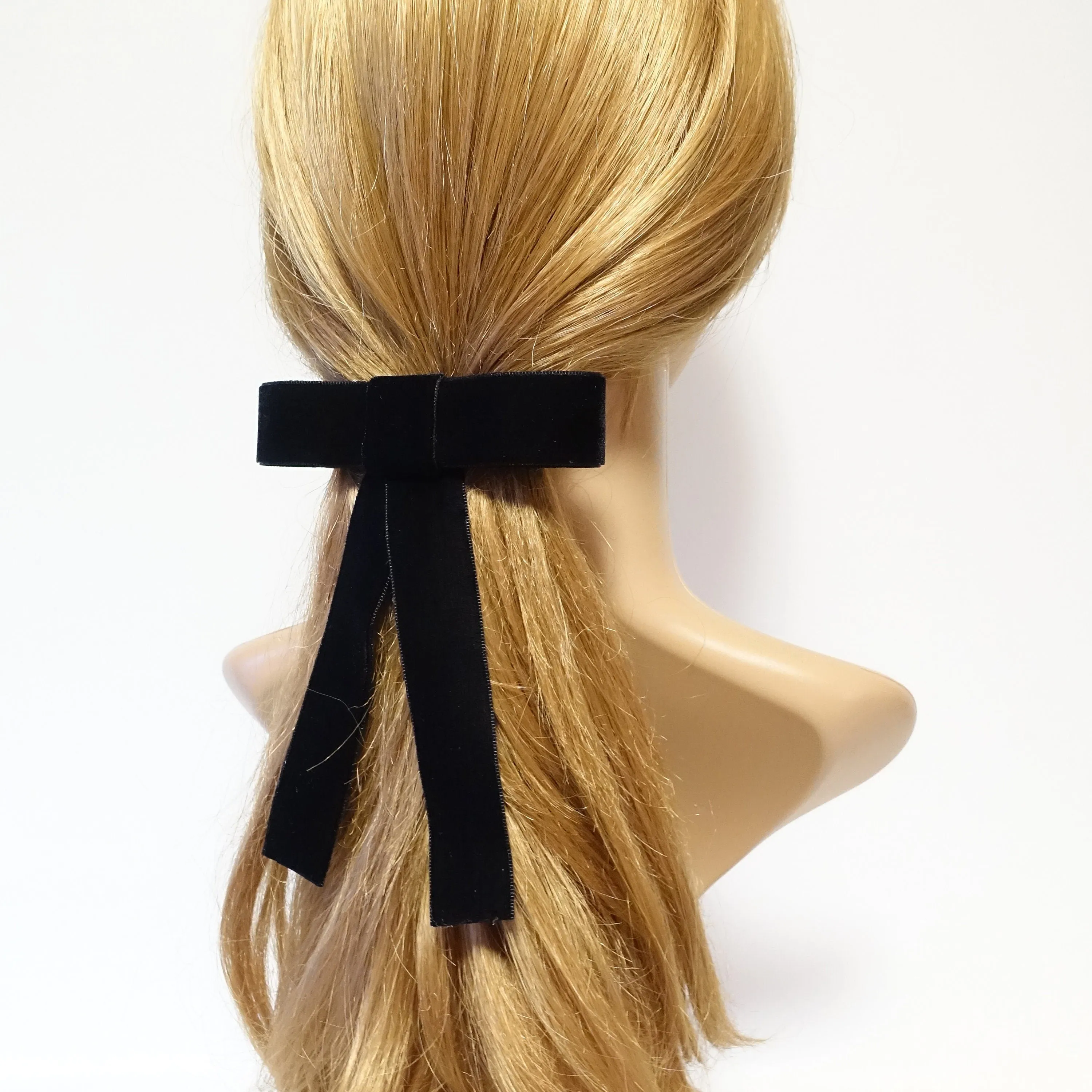 Velvet bow simple stylish black velvet hair accessory 0.98 inch width