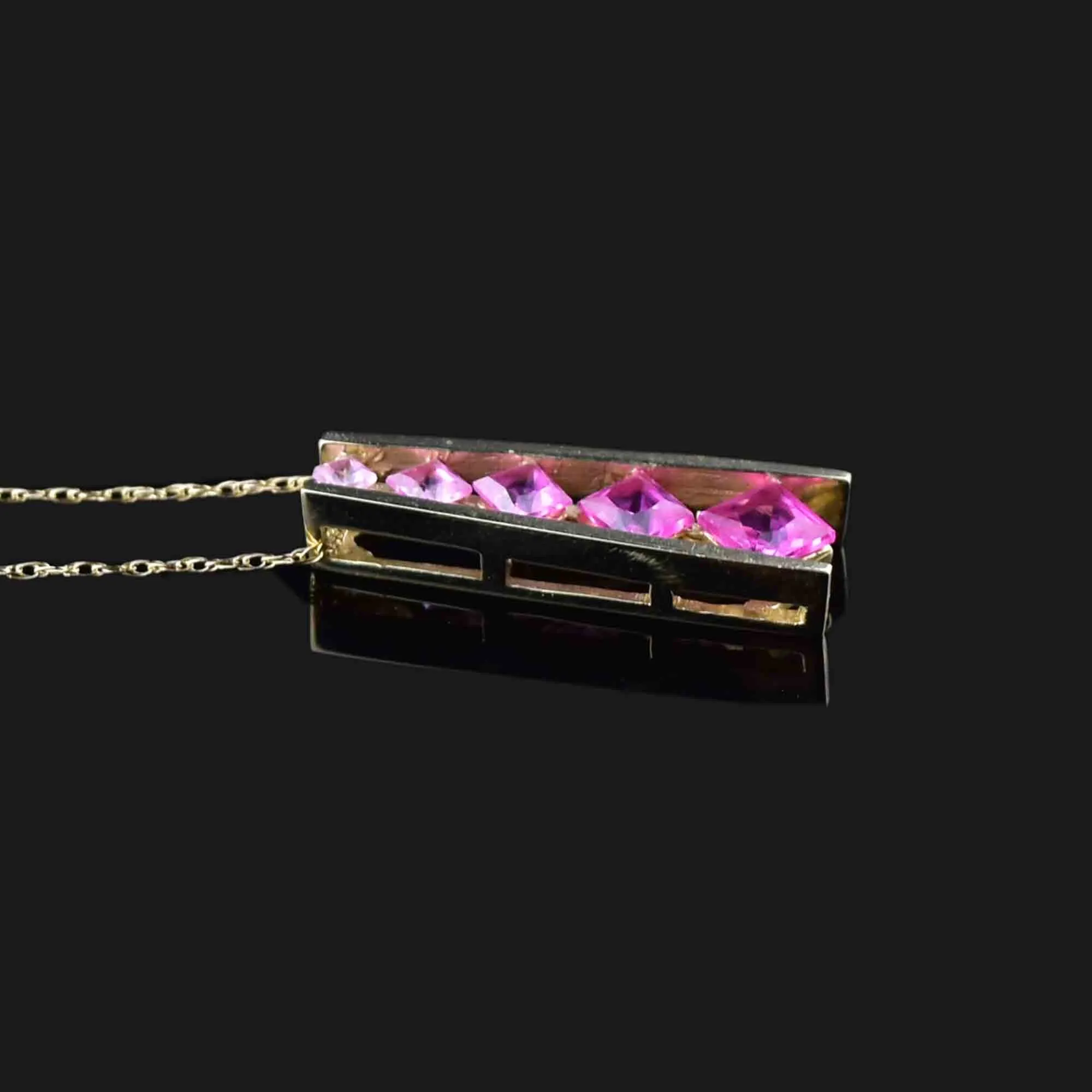 Vintage 10K Gold Ruby Journey Pendant Necklace