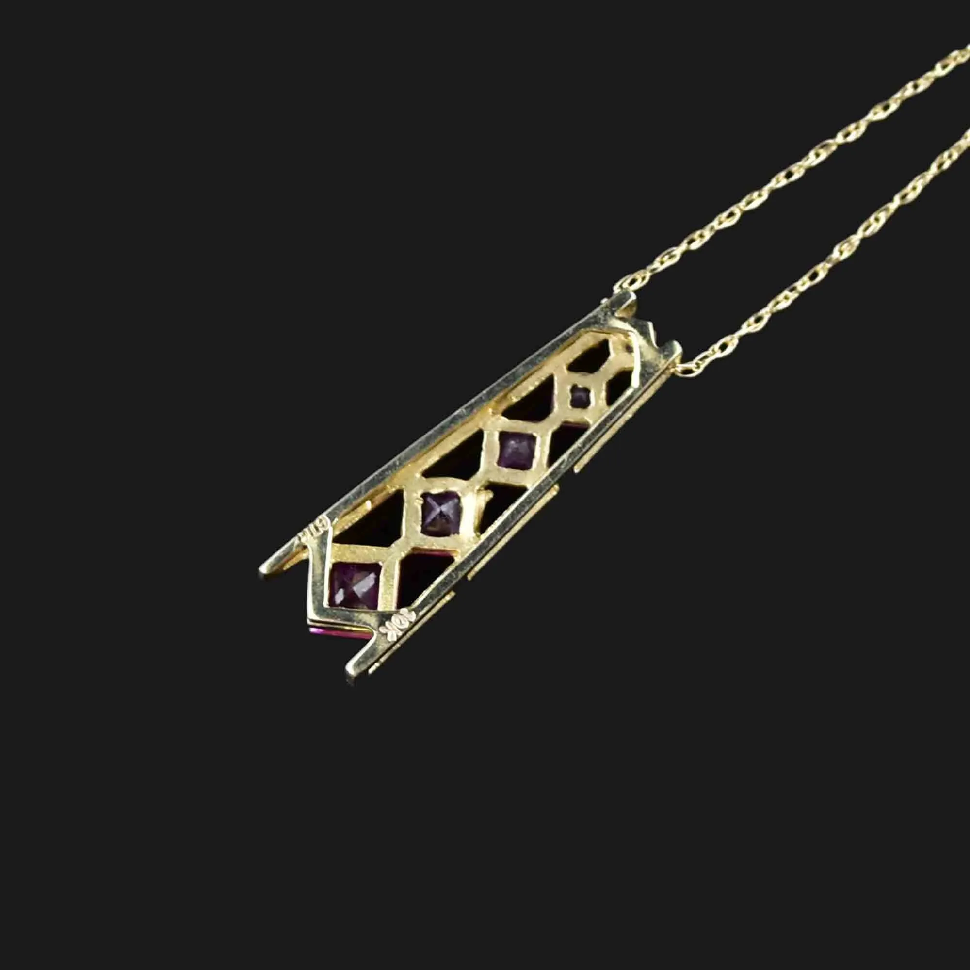 Vintage 10K Gold Ruby Journey Pendant Necklace