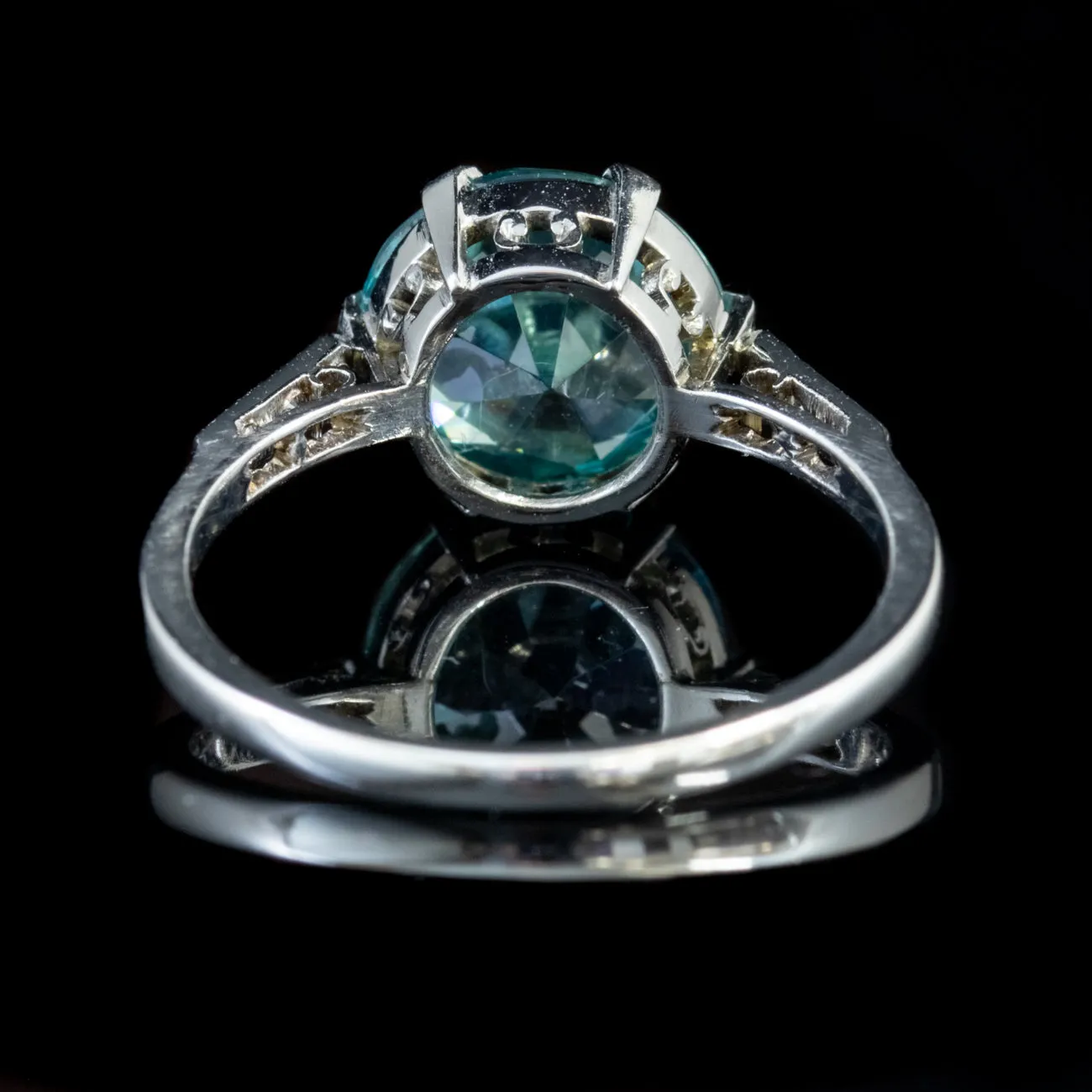 Vintage Blue Zircon Diamond Ring 3.20ct Zircon