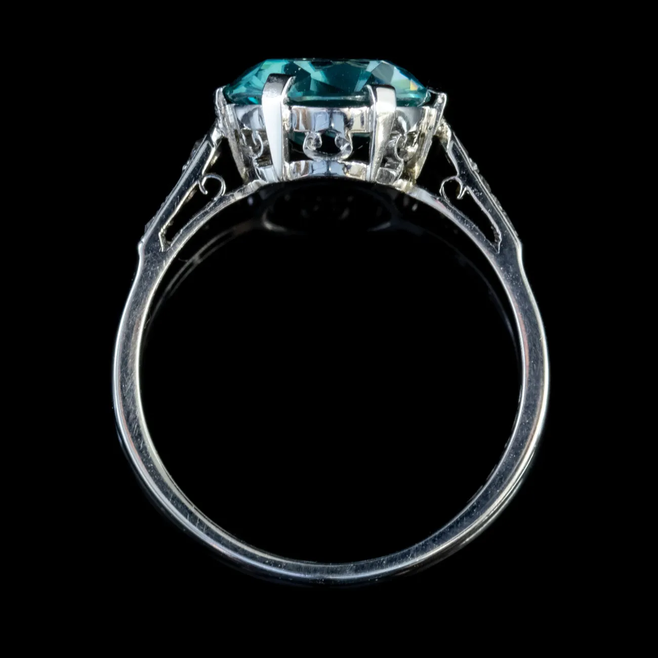 Vintage Blue Zircon Diamond Ring 3.20ct Zircon