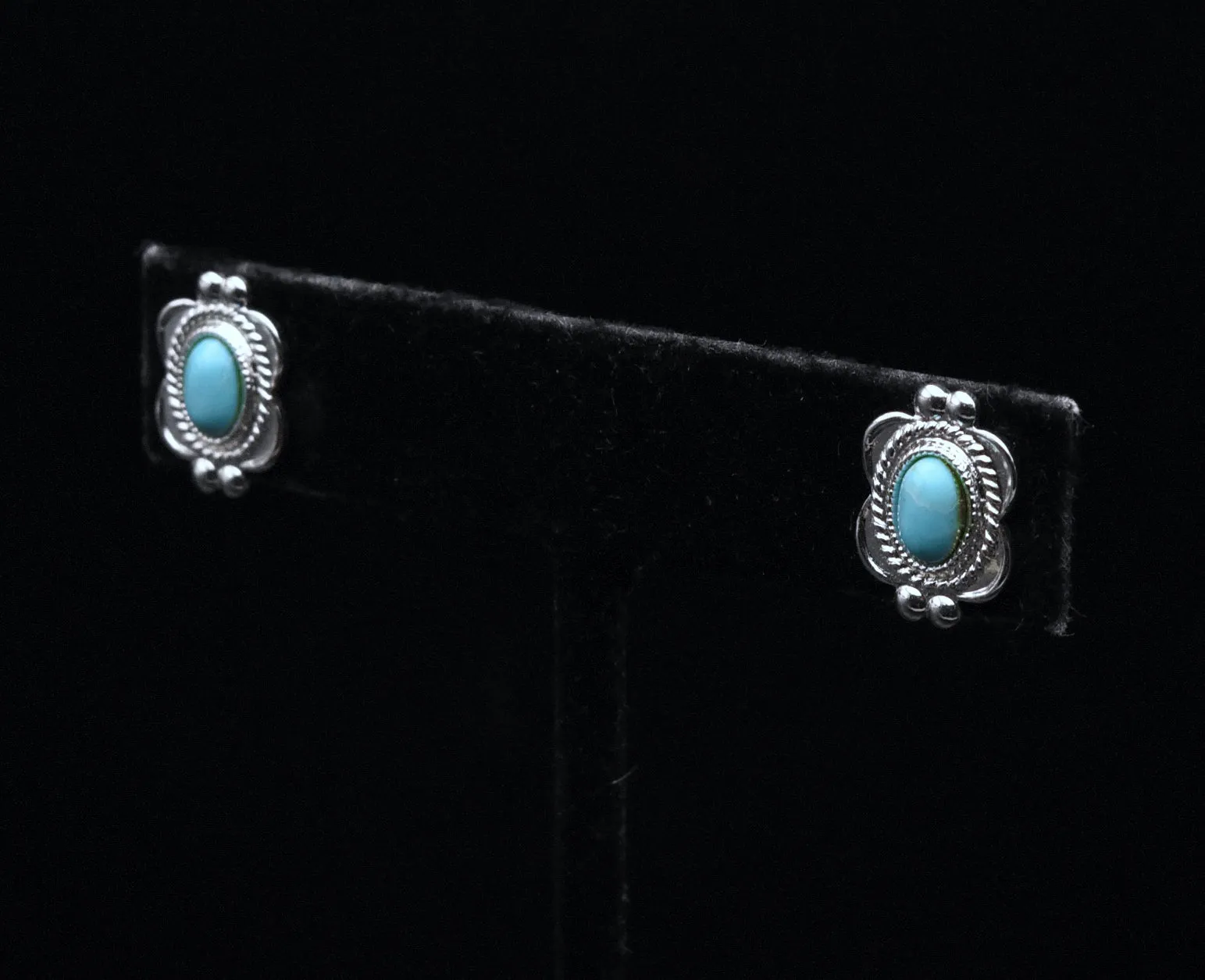 Vintage Turquoise Silver Plated Stud Earrings