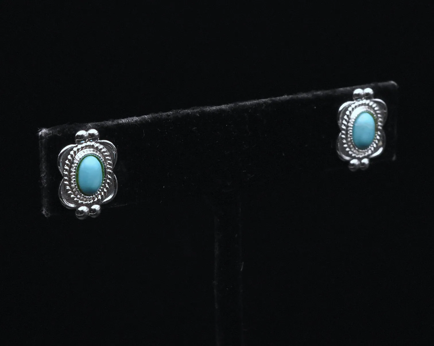 Vintage Turquoise Silver Plated Stud Earrings