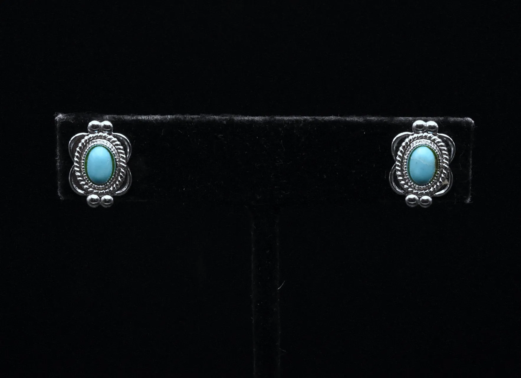 Vintage Turquoise Silver Plated Stud Earrings