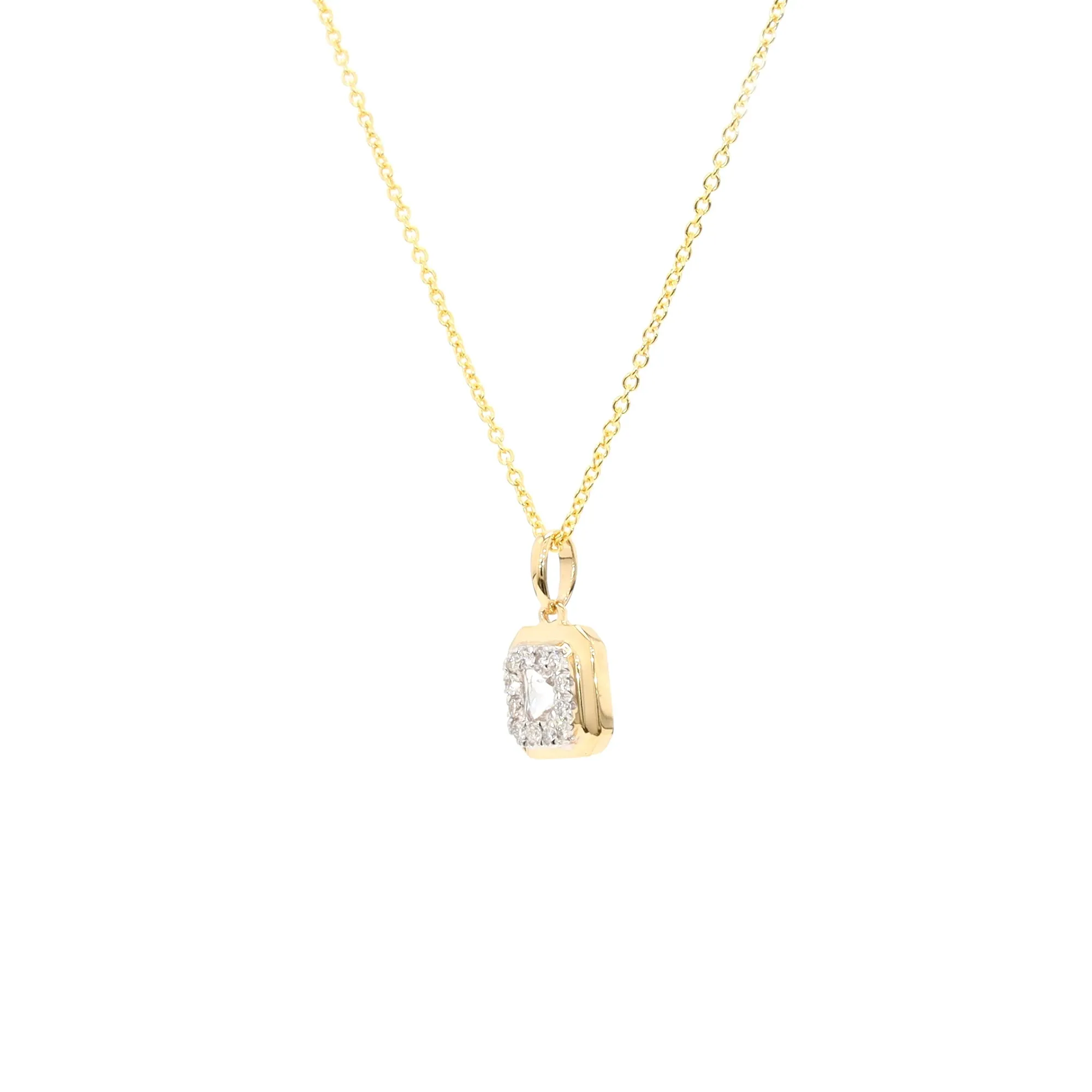 White Topaz and Diamond Halo Pendant