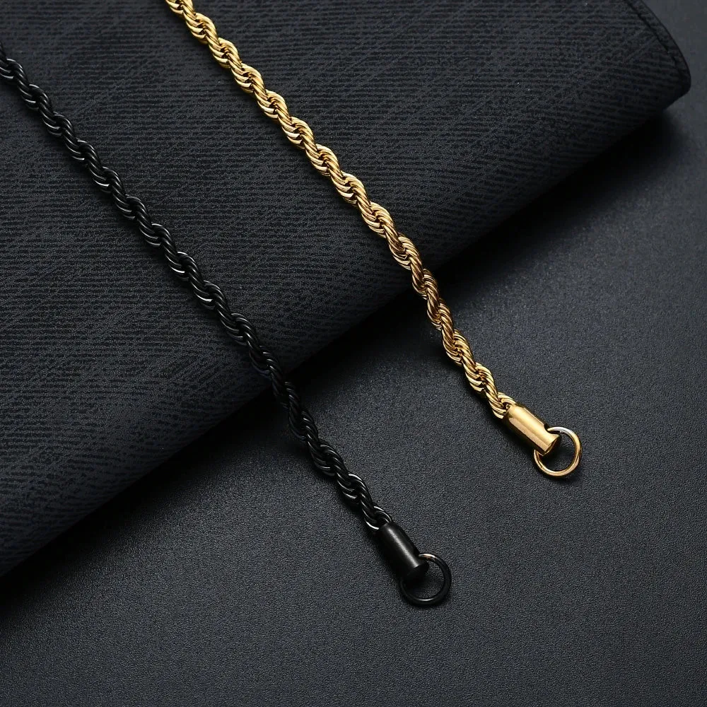 Wholesale Price 316L Stainless Steel Plated Gold Black Twisted Rope Chain Bracelet For Men and Women Fashion Gift Jewelry