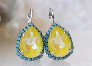 YELLOW BLUE TURQUOISE Earrings