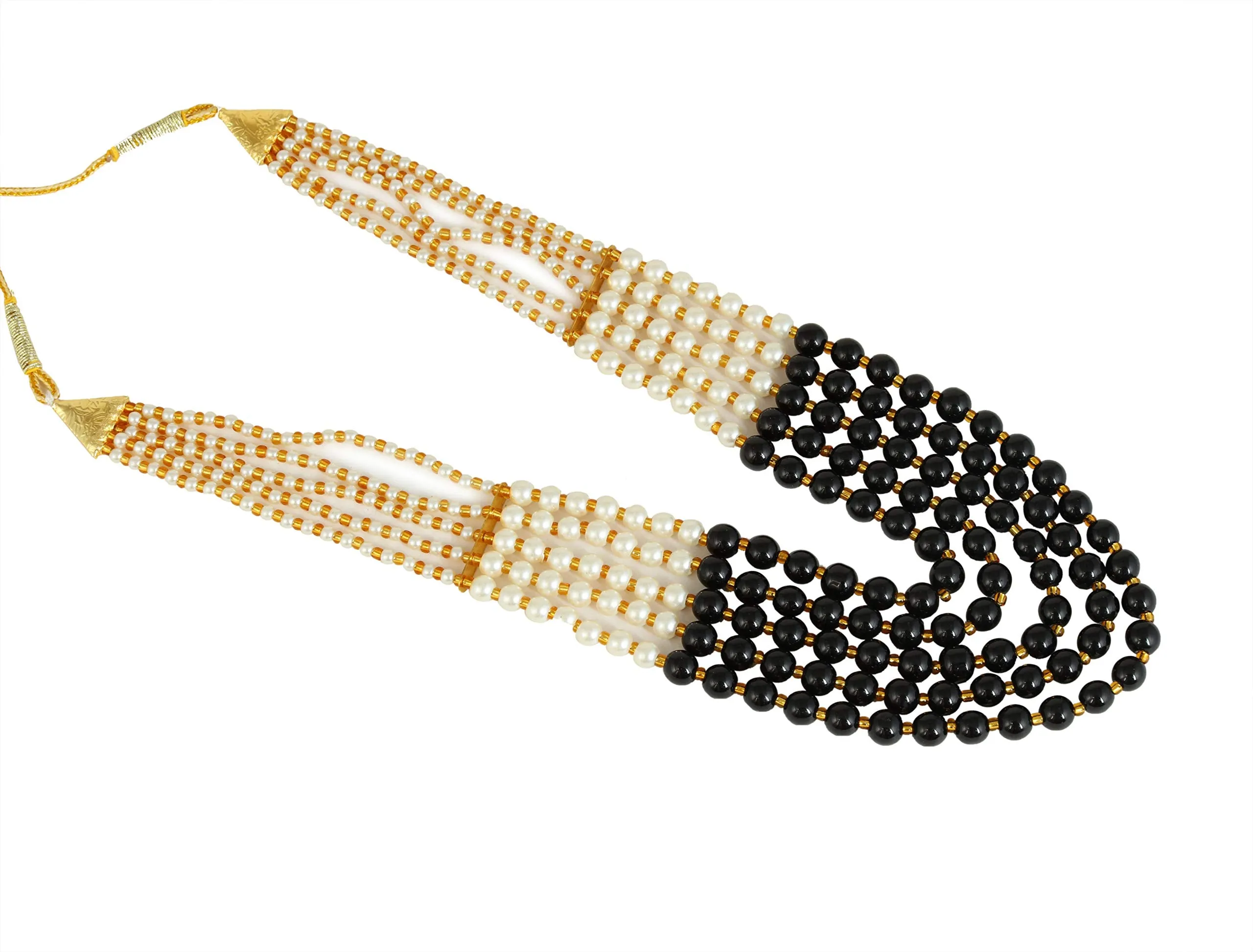 Yellow Chimes Ethnic Fashion Gold Plated Handmade Beads Long Multilayer Pearl stylish Jewellery Necklace For Women & Girls (Black)