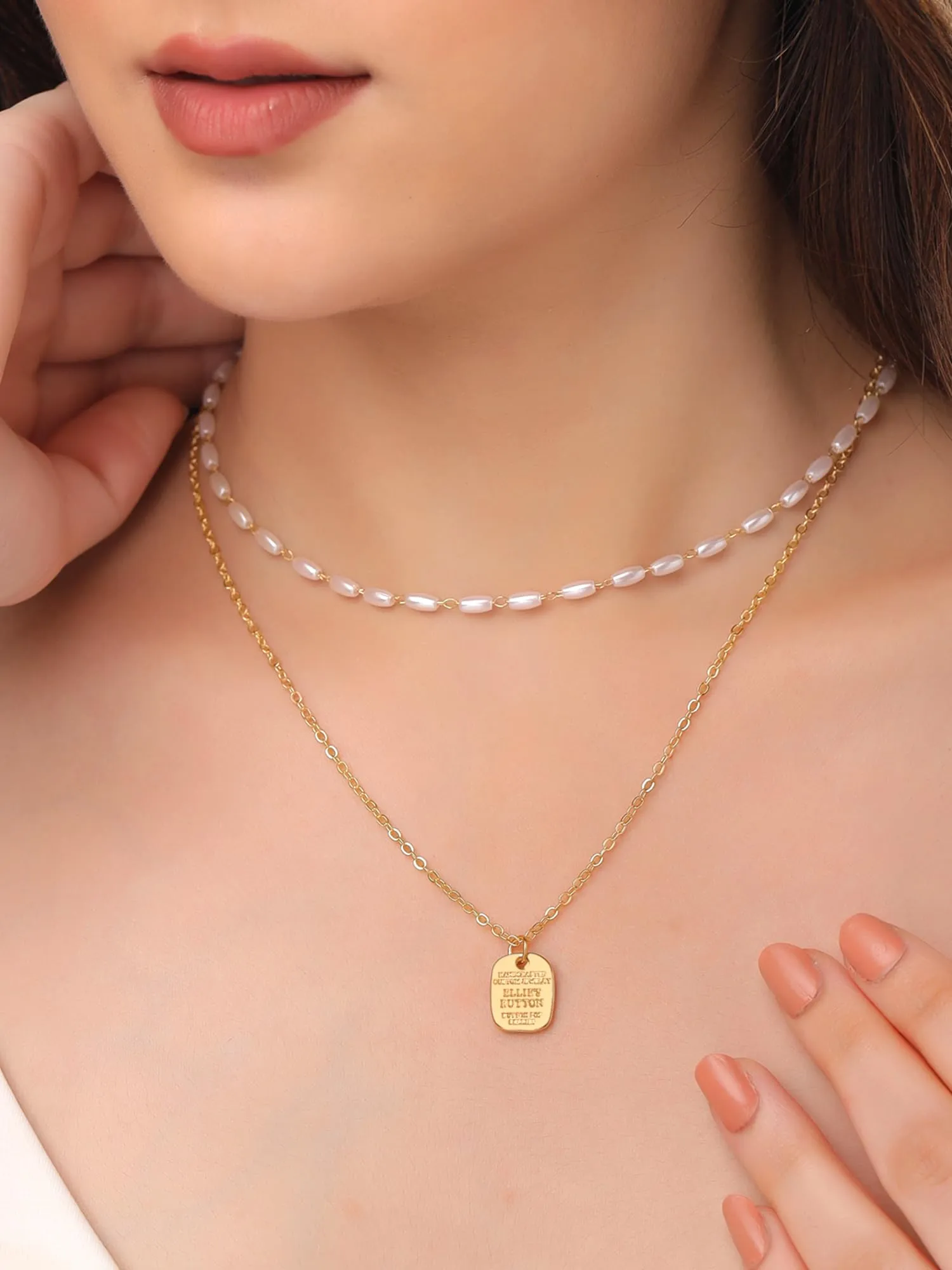 Yellow Chimes Layered Pearl Necklace for Women | Fashion Gold Plated Chain Pendant Necklace | Multilayered Chain Necklace for Women | Necklace for Girls Birthday Anniversary Gift for Women Wife