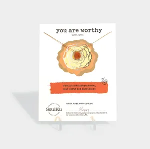 You Are Worthy Necklace with Sunstone