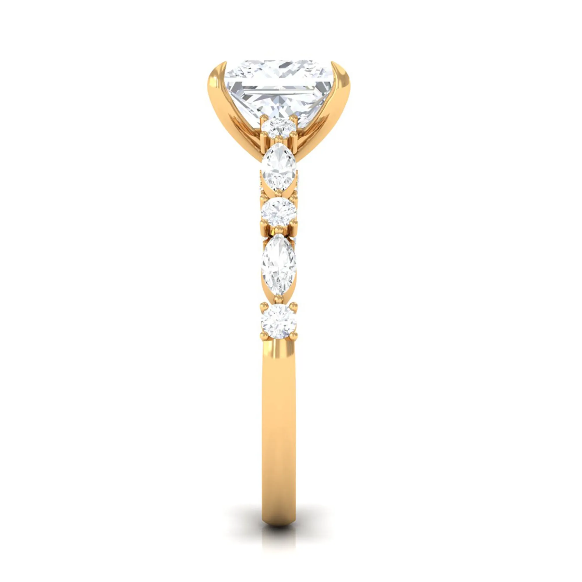 Zircon Designer Solitaire Engagement Ring in Gold